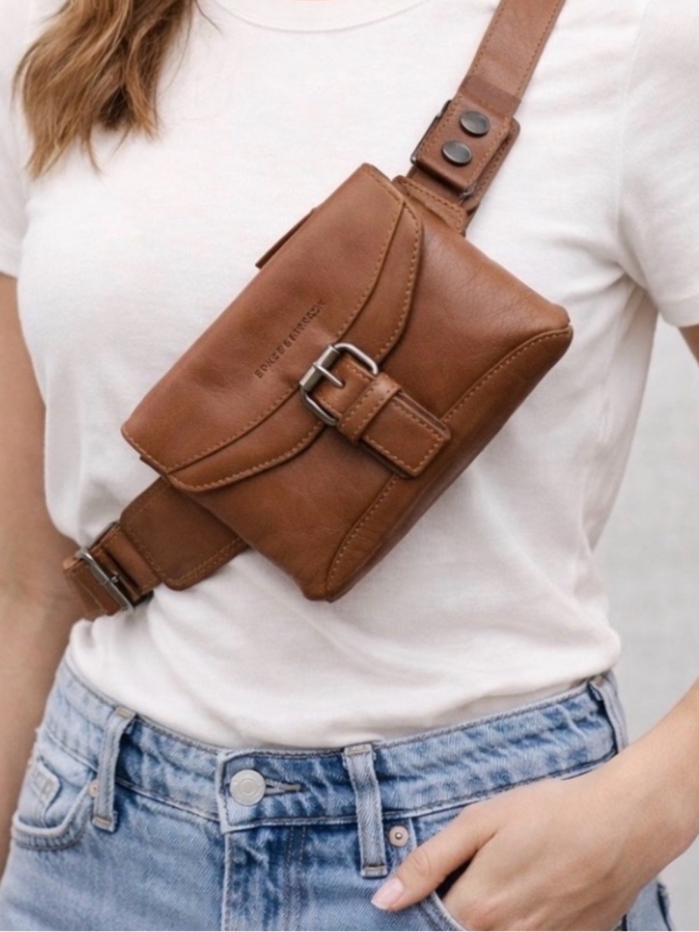 Spikes & Sparrow Soft Tan Leather Sling/Fanny Pack Bag